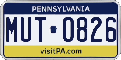 PA license plate MUT0826