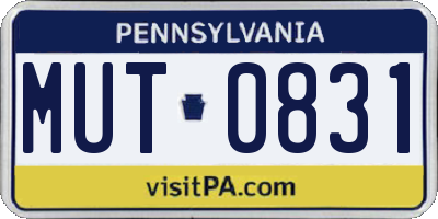 PA license plate MUT0831