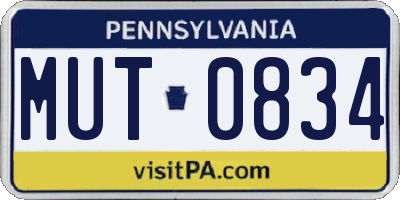 PA license plate MUT0834