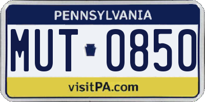 PA license plate MUT0850