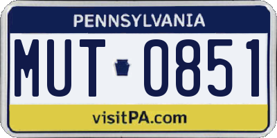 PA license plate MUT0851