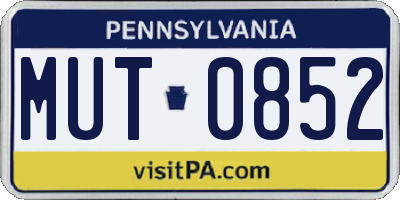 PA license plate MUT0852