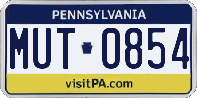 PA license plate MUT0854