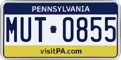PA license plate MUT0855