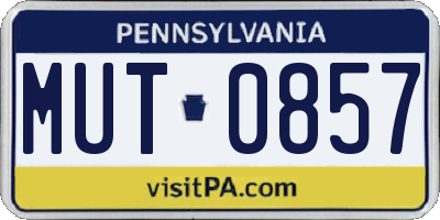 PA license plate MUT0857