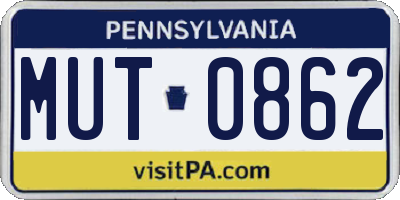 PA license plate MUT0862