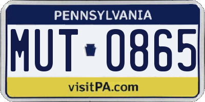 PA license plate MUT0865