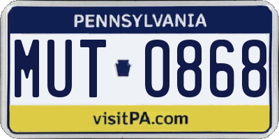 PA license plate MUT0868