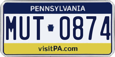 PA license plate MUT0874