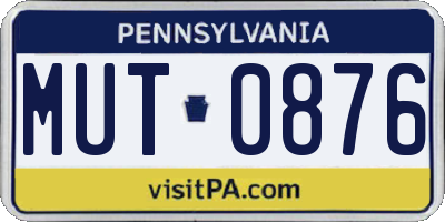 PA license plate MUT0876