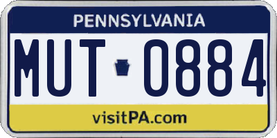 PA license plate MUT0884