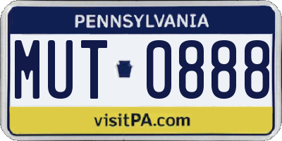 PA license plate MUT0888