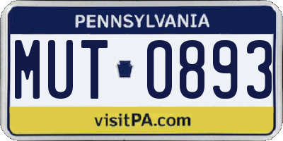 PA license plate MUT0893