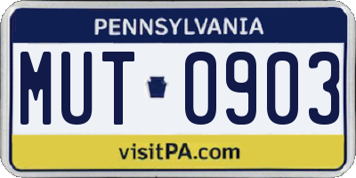 PA license plate MUT0903