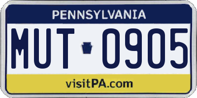 PA license plate MUT0905