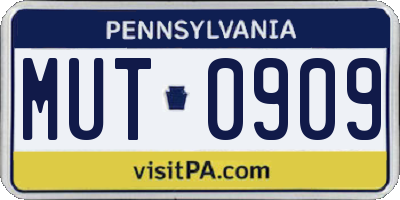 PA license plate MUT0909