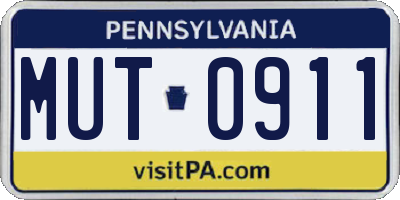 PA license plate MUT0911