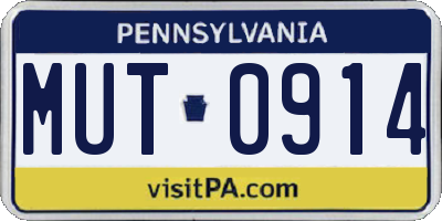 PA license plate MUT0914