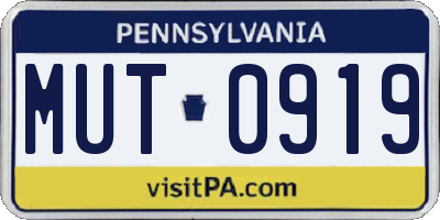 PA license plate MUT0919