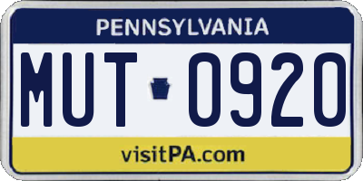 PA license plate MUT0920