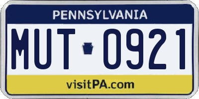 PA license plate MUT0921
