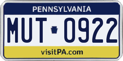 PA license plate MUT0922