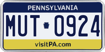 PA license plate MUT0924
