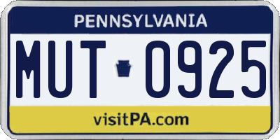 PA license plate MUT0925