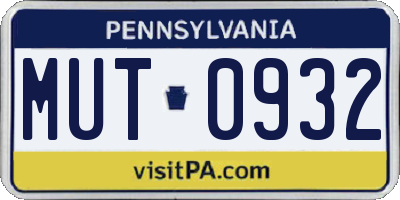 PA license plate MUT0932