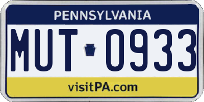 PA license plate MUT0933
