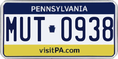 PA license plate MUT0938