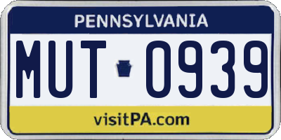 PA license plate MUT0939