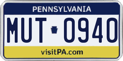 PA license plate MUT0940