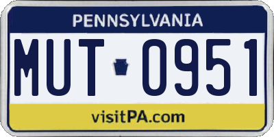 PA license plate MUT0951