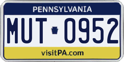 PA license plate MUT0952
