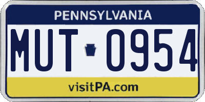 PA license plate MUT0954
