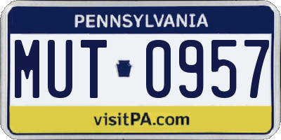 PA license plate MUT0957
