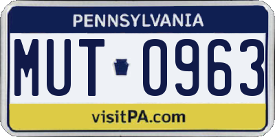 PA license plate MUT0963