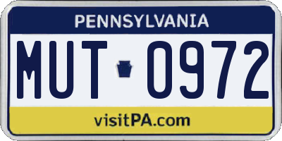 PA license plate MUT0972
