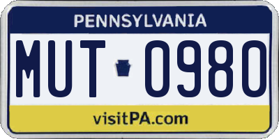 PA license plate MUT0980