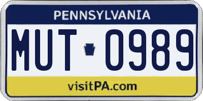 PA license plate MUT0989