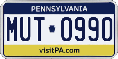 PA license plate MUT0990