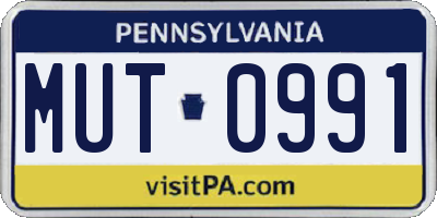 PA license plate MUT0991