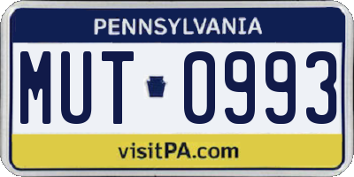 PA license plate MUT0993