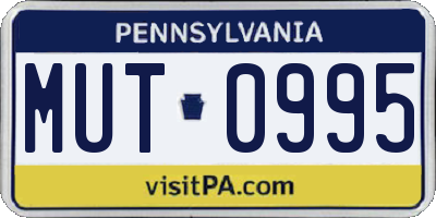 PA license plate MUT0995