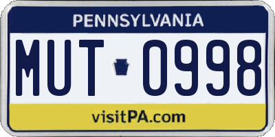 PA license plate MUT0998