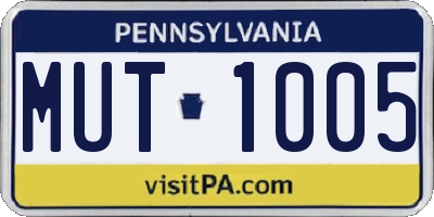 PA license plate MUT1005