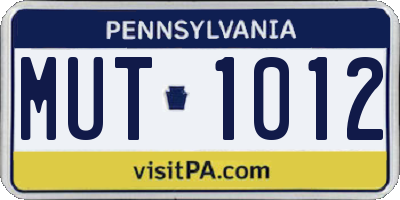 PA license plate MUT1012