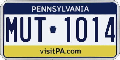 PA license plate MUT1014