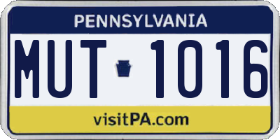 PA license plate MUT1016